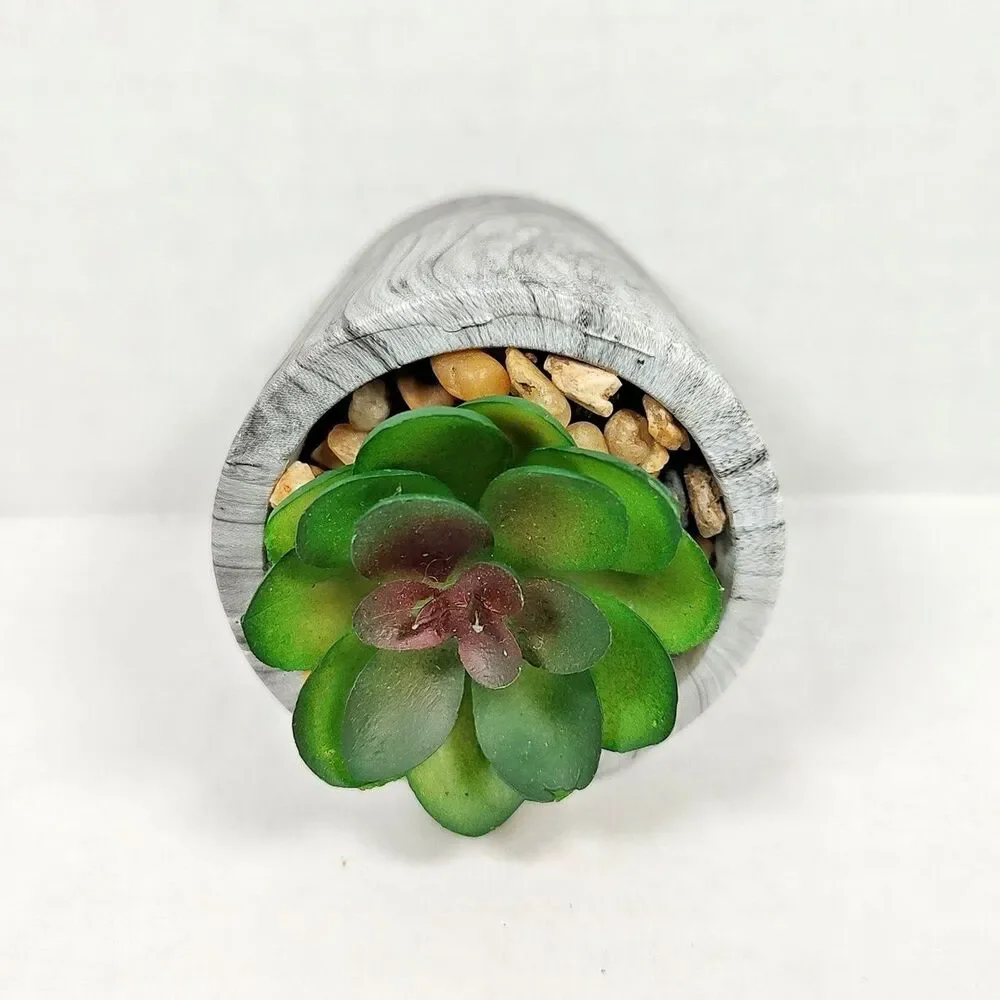 Mini Potted Plant Artificial Succulent Faux Marble 3.5